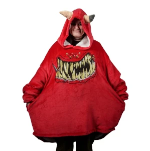 Red Squig Hooded Blanket