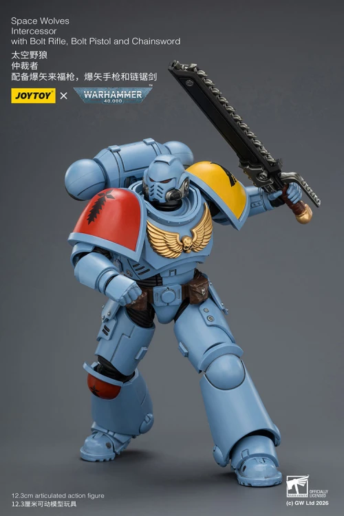 Space Wolves Intercessor with Bolt Rifle, Bolt Pistol and Chainsword – Figurka JoyToy Warhammer 40k 1/18 12 cm