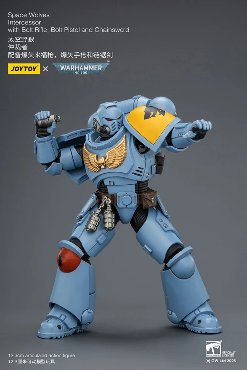 Space Wolves Intercessor with Bolt Rifle, Bolt Pistol and Chainsword – Figurka JoyToy Warhammer 40k 1/18 12 cm