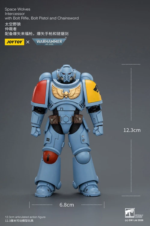 Space Wolves Intercessor with Bolt Rifle, Bolt Pistol and Chainsword – Figurka JoyToy Warhammer 40k 1/18 12 cm