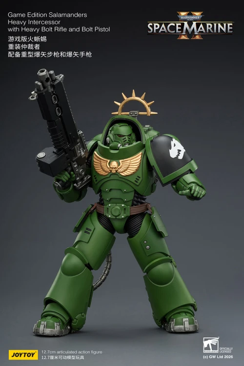 Salamanders Heavy Intercessor with Heavy Bolt Rifle and Bolt Pistol – Figurka JoyToy Warhammer 40k Space Marine 2 1/18 1