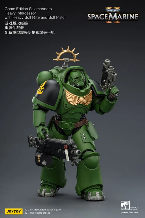 Salamanders Heavy Intercessor with Heavy Bolt Rifle and Bolt Pistol – Figurka JoyToy Warhammer 40k Space Marine 2 1/18 1