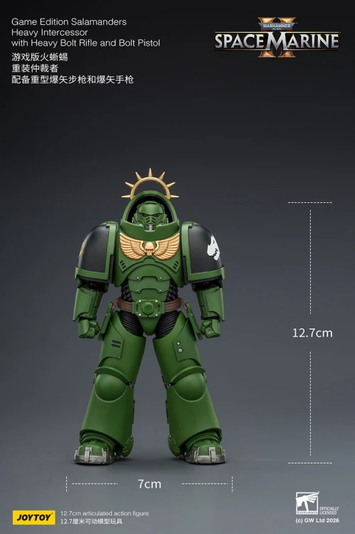 Salamanders Heavy Intercessor with Heavy Bolt Rifle and Bolt Pistol – Figurka JoyToy Warhammer 40k Space Marine 2 1/18 1