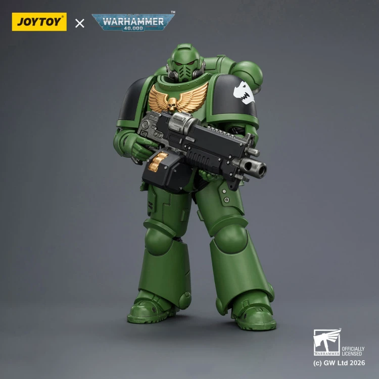 Salamanders Intercessor with Bolt Rifle, Bolt Pistol and Chainsword – Figurka JoyToy Warhammer 40k 1/18 12 cm