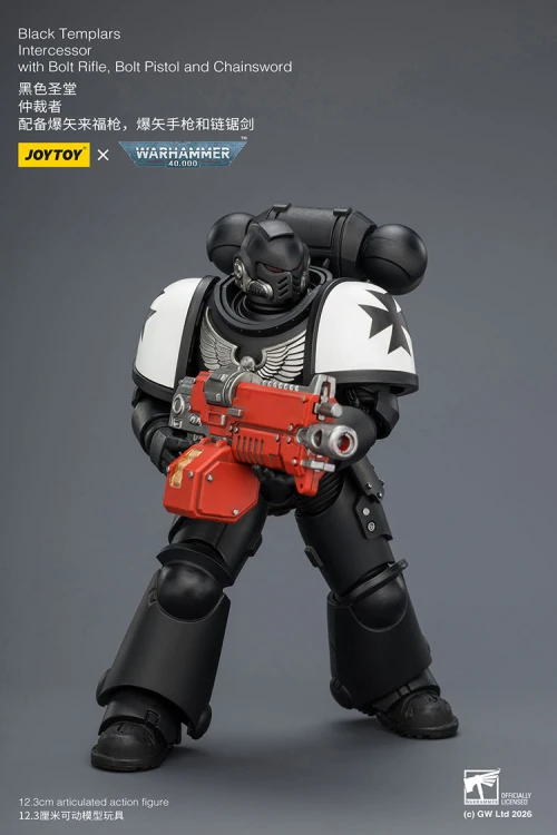 Black Templars Intercessor with Bolt Rifle, Bolt Pistol and Chainsword – Figurka JoyToy Warhammer 40k 1/18 12 cm