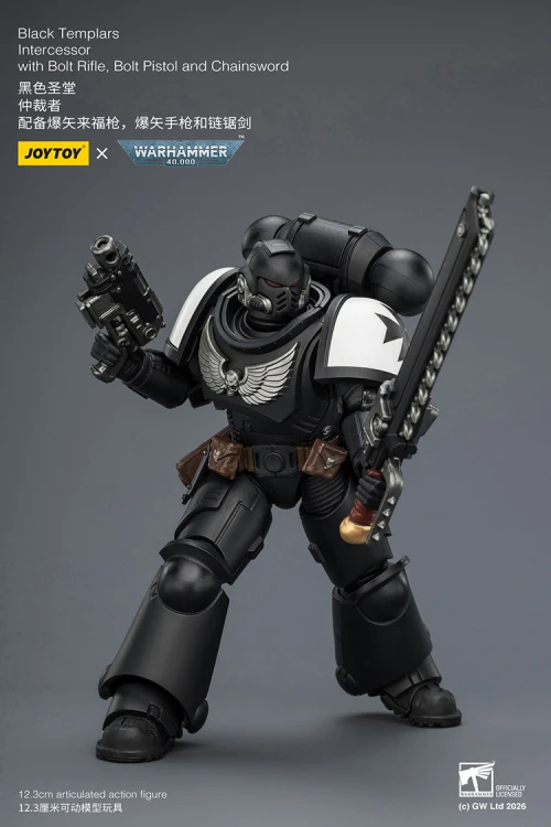 Black Templars Intercessor with Bolt Rifle, Bolt Pistol and Chainsword – Figurka JoyToy Warhammer 40k 1/18 12 cm