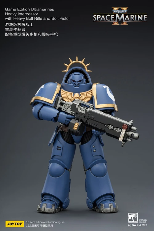 Ultramarines Heavy Intercessor with Heavy Bolt Rifle and Bolt Pistol – Figurka JoyToy Warhammer 40k Space Marine 2 1/18 