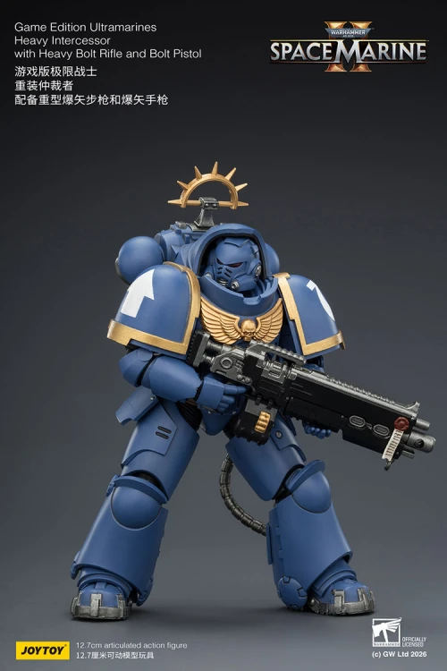 Ultramarines Heavy Intercessor with Heavy Bolt Rifle and Bolt Pistol – Figurka JoyToy Warhammer 40k Space Marine 2 1/18 
