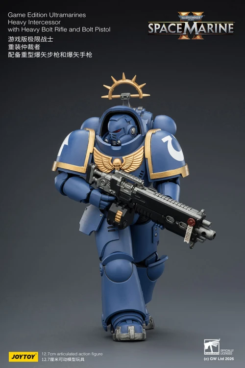 Ultramarines Heavy Intercessor with Heavy Bolt Rifle and Bolt Pistol – Figurka JoyToy Warhammer 40k Space Marine 2 1/18 