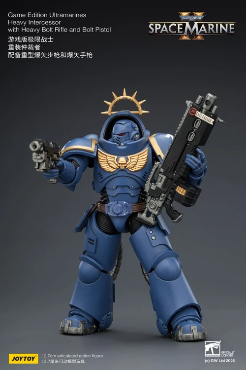 Ultramarines Heavy Intercessor with Heavy Bolt Rifle and Bolt Pistol – Figurka JoyToy Warhammer 40k Space Marine 2 1/18 