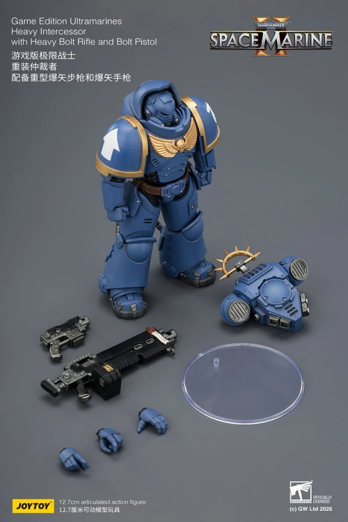Ultramarines Heavy Intercessor with Heavy Bolt Rifle and Bolt Pistol – Figurka JoyToy Warhammer 40k Space Marine 2 1/18 