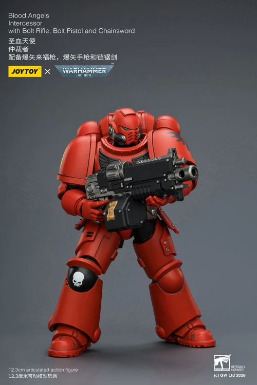 Blood Angels Intercessor with Bolt Rifle, Bolt Pistol and Chainsword – Figurka JoyToy Warhammer 40k 1/18 12 cm
