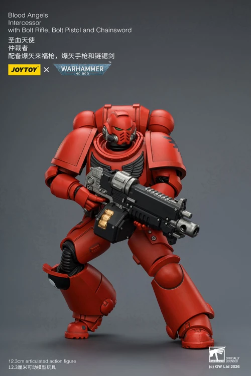 Blood Angels Intercessor with Bolt Rifle, Bolt Pistol and Chainsword – Figurka JoyToy Warhammer 40k 1/18 12 cm