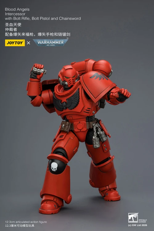 Blood Angels Intercessor with Bolt Rifle, Bolt Pistol and Chainsword – Figurka JoyToy Warhammer 40k 1/18 12 cm