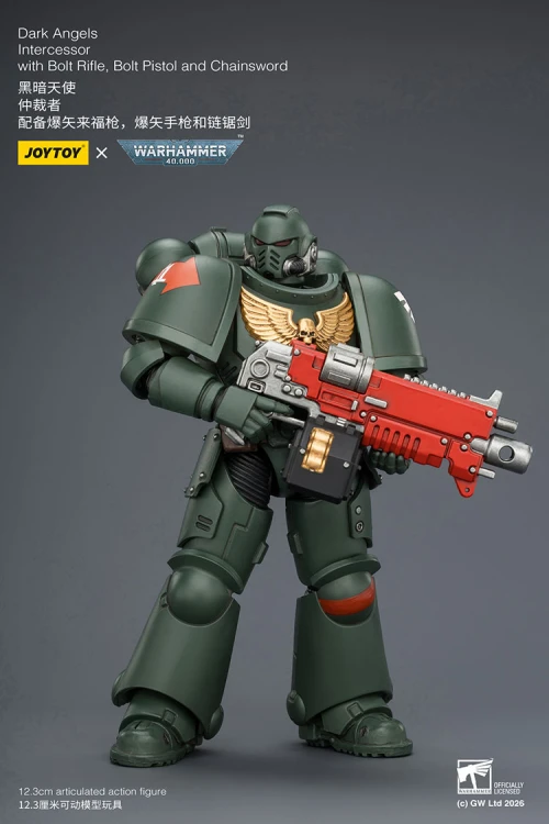 Dark Angels Intercessor with Bolt Rifle, Bolt Pistol and Chainsword – Figurka JoyToy Warhammer 40k 1/18 12 cm