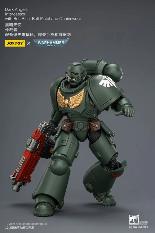 Dark Angels Intercessor with Bolt Rifle, Bolt Pistol and Chainsword – Figurka JoyToy Warhammer 40k 1/18 12 cm