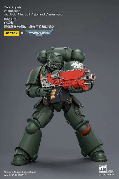 Dark Angels Intercessor with Bolt Rifle, Bolt Pistol and Chainsword – Figurka JoyToy Warhammer 40k 1/18 12 cm