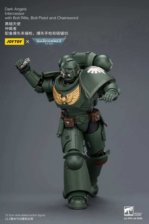 Dark Angels Intercessor with Bolt Rifle, Bolt Pistol and Chainsword – Figurka JoyToy Warhammer 40k 1/18 12 cm