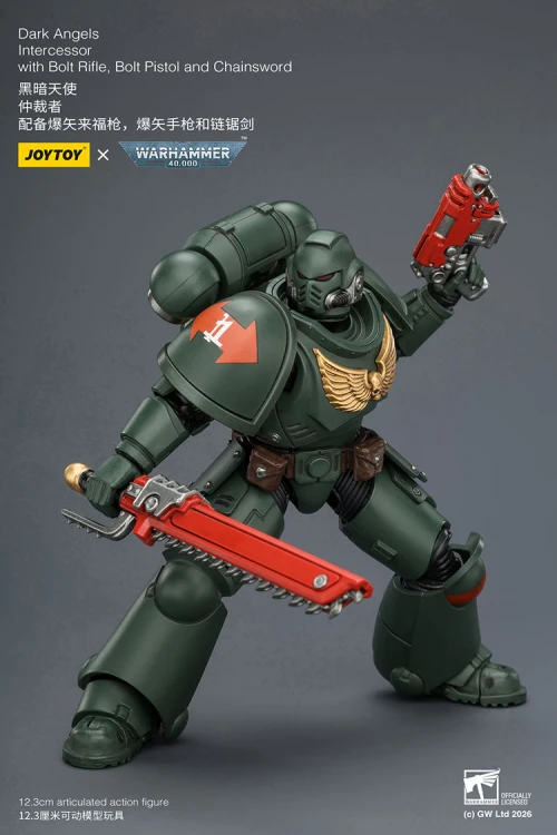 Dark Angels Intercessor with Bolt Rifle, Bolt Pistol and Chainsword – Figurka JoyToy Warhammer 40k 1/18 12 cm