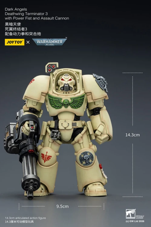 Dark Angels Deathwing Terminator 3 with Power Fist and Assault Cannon – Figurka JoyToy Warhammer 40k 1/18 14 cm