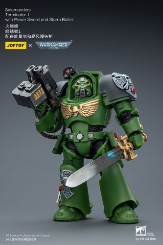 Salamanders Terminator 1 with Power Sword and Storm Bolter – Figurka JoyToy Warhammer 40k 1/18 14 cm