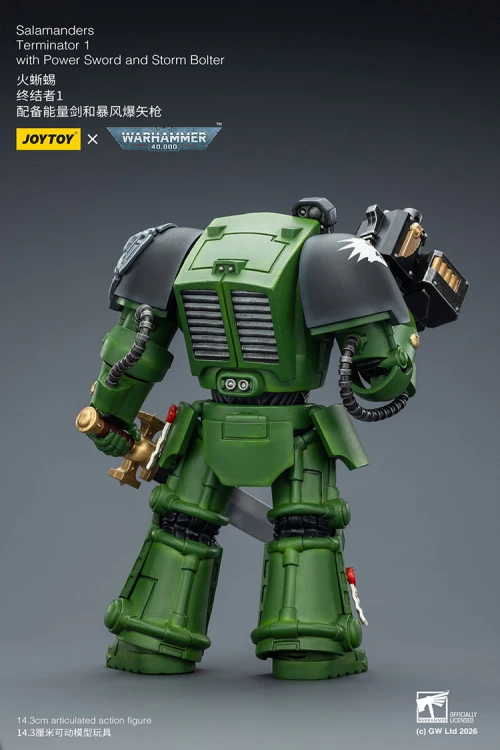 Salamanders Terminator 1 with Power Sword and Storm Bolter – Figurka JoyToy Warhammer 40k 1/18 14 cm