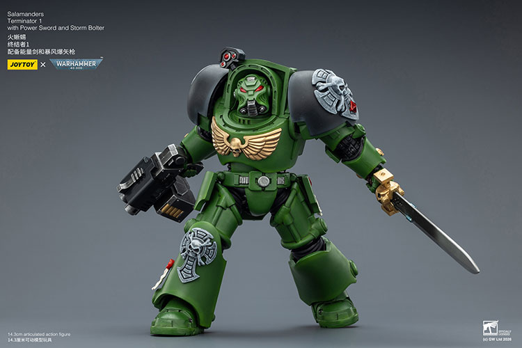 Salamanders Terminator 1 with Power Sword and Storm Bolter – Figurka JoyToy Warhammer 40k 1/18 14 cm