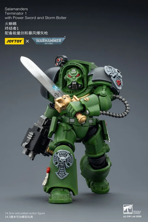 Salamanders Terminator 1 with Power Sword and Storm Bolter – Figurka JoyToy Warhammer 40k 1/18 14 cm