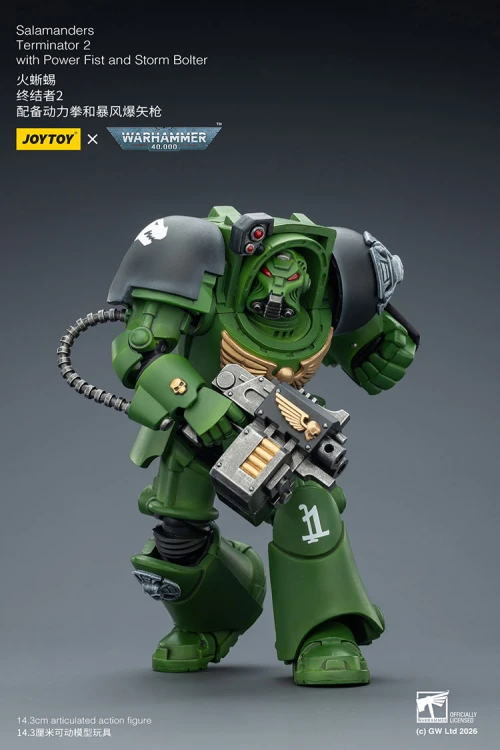 Salamanders Terminator 2 with Power Fist and Storm Bolter – Figurka JoyToy Warhammer 40k 1/18 14 cm