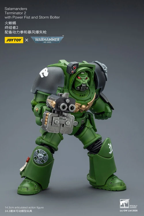 Salamanders Terminator 2 with Power Fist and Storm Bolter – Figurka JoyToy Warhammer 40k 1/18 14 cm