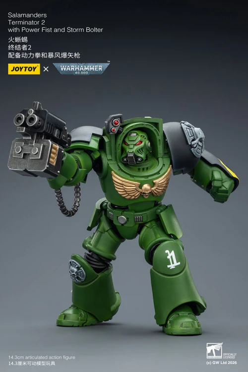 Salamanders Terminator 2 with Power Fist and Storm Bolter – Figurka JoyToy Warhammer 40k 1/18 14 cm