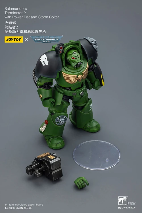 Salamanders Terminator 2 with Power Fist and Storm Bolter – Figurka JoyToy Warhammer 40k 1/18 14 cm
