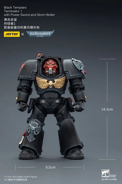 Black Templars Terminator 1 with Power Sword and Storm Bolter – Figurka JoyToy Warhammer 40k 1/18 14 cm