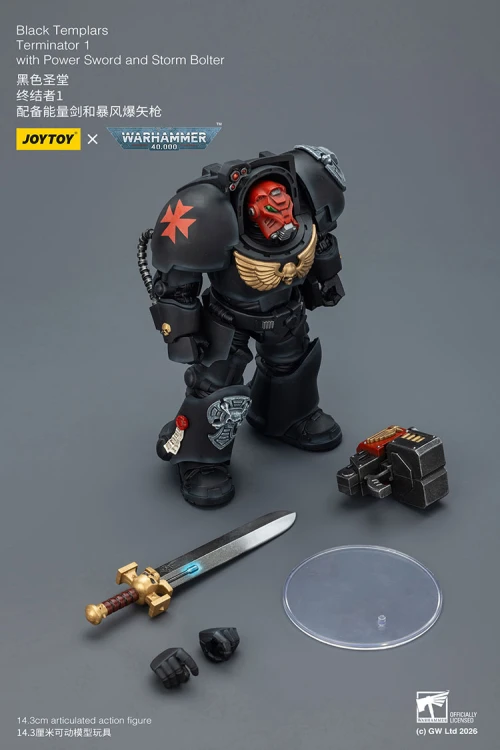 Black Templars Terminator 1 with Power Sword and Storm Bolter – Figurka JoyToy Warhammer 40k 1/18 14 cm