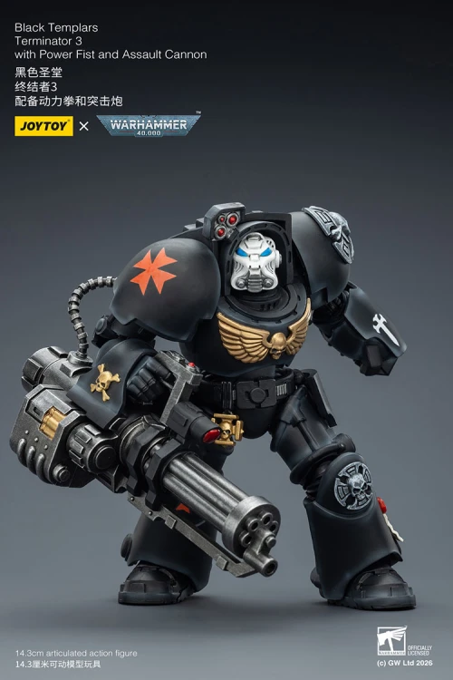 Black Templars Terminator 3 with Power Fist and Assault Cannon – Figurka JoyToy Warhammer 40k 1/18 14 cm