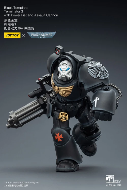 Black Templars Terminator 3 with Power Fist and Assault Cannon – Figurka JoyToy Warhammer 40k 1/18 14 cm