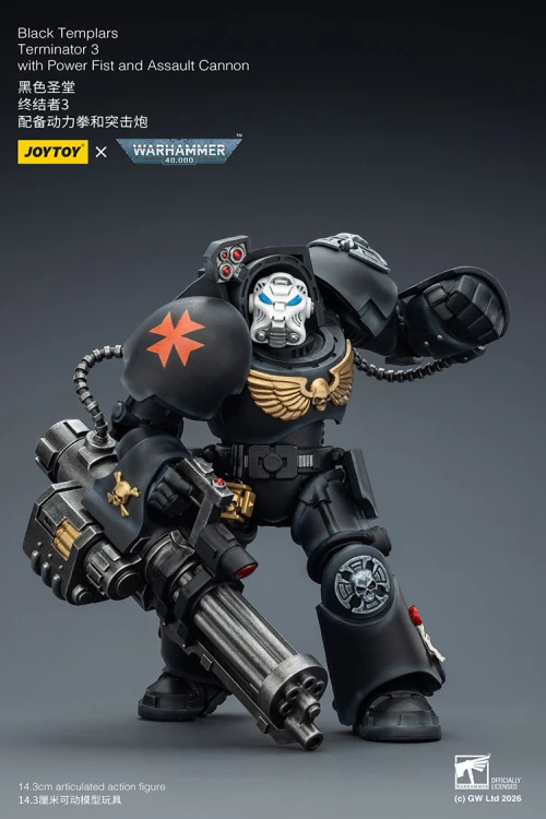 Black Templars Terminator 3 with Power Fist and Assault Cannon – Figurka JoyToy Warhammer 40k 1/18 14 cm