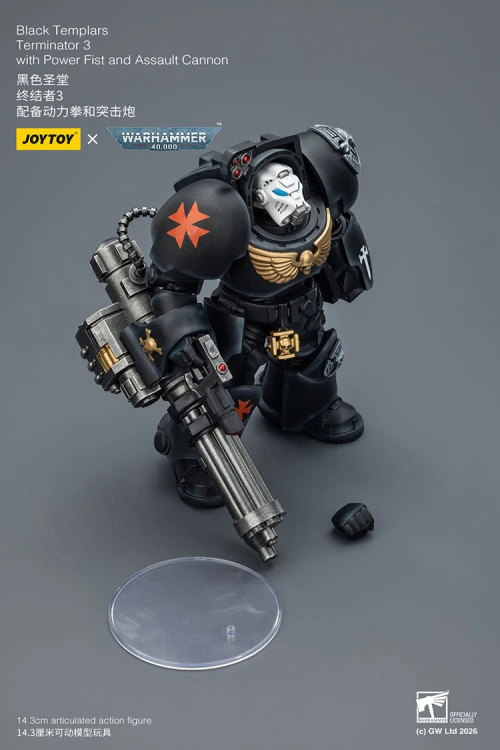 Black Templars Terminator 3 with Power Fist and Assault Cannon – Figurka JoyToy Warhammer 40k 1/18 14 cm