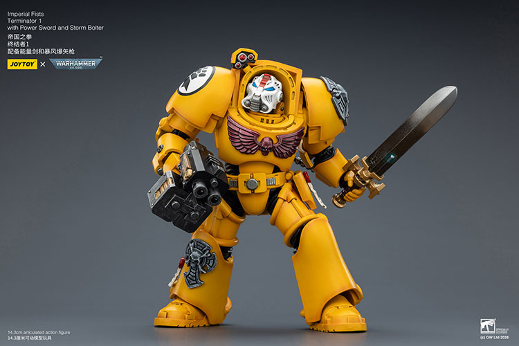 Imperial Fists Terminator 1 with Power Sword and Storm Bolter – Figurka JoyToy Warhammer 40k 1/18 14 cm