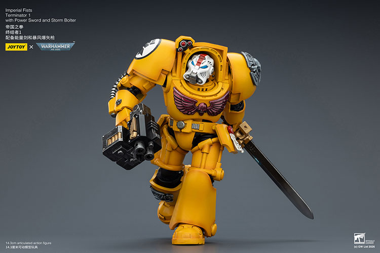 Imperial Fists Terminator 1 with Power Sword and Storm Bolter – Figurka JoyToy Warhammer 40k 1/18 14 cm