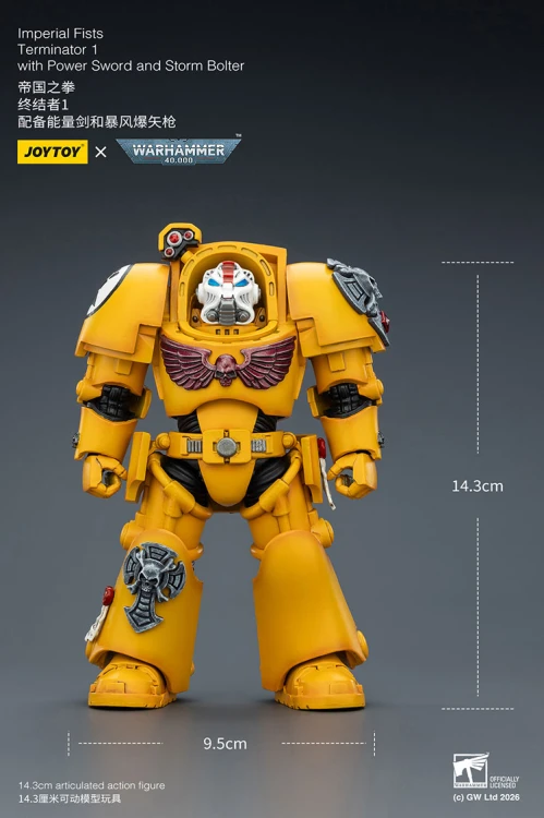 Imperial Fists Terminator 1 with Power Sword and Storm Bolter – Figurka JoyToy Warhammer 40k 1/18 14 cm