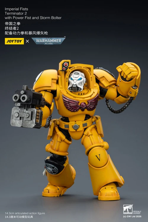 Imperial Fists Terminator 2 with Power Fist and Storm Bolter – Figurka JoyToy Warhammer 40k 1/18 14 cm