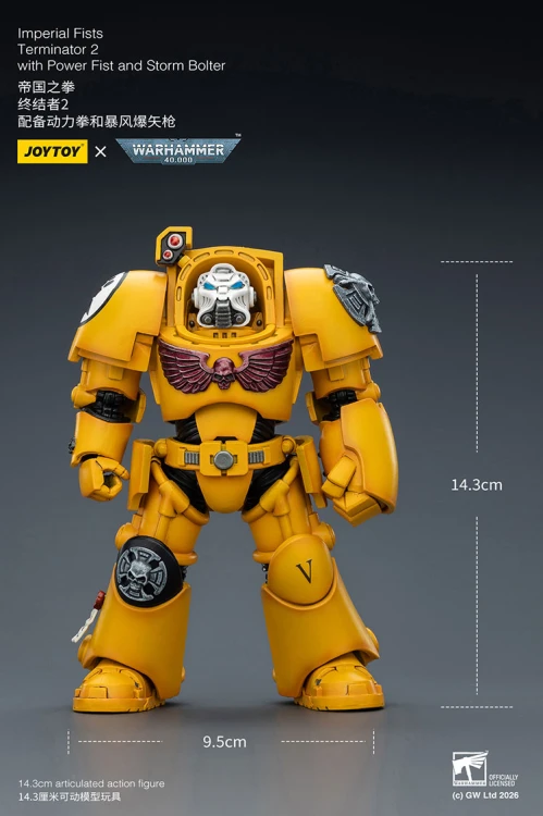 Imperial Fists Terminator 2 with Power Fist and Storm Bolter – Figurka JoyToy Warhammer 40k 1/18 14 cm