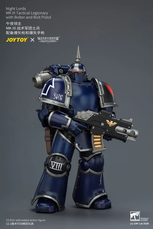 Night Lords MK III Tactical Legionary with Bolter and Bolt Pistol – Figurka JoyToy Warhammer The Horus Heresy 1/18 12 cm