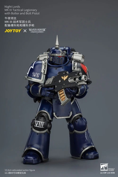 Night Lords MK III Tactical Legionary with Bolter and Bolt Pistol – Figurka JoyToy Warhammer The Horus Heresy 1/18 12 cm