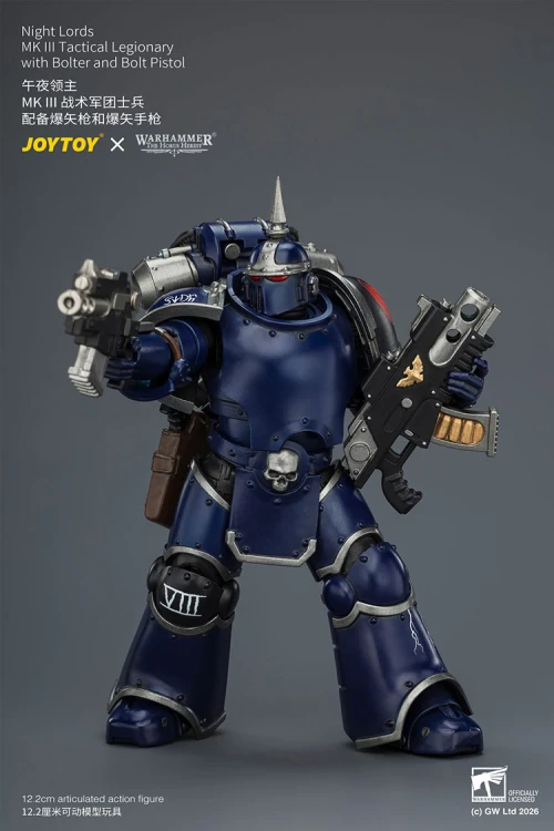 Night Lords MK III Tactical Legionary with Bolter and Bolt Pistol – Figurka JoyToy Warhammer The Horus Heresy 1/18 12 cm