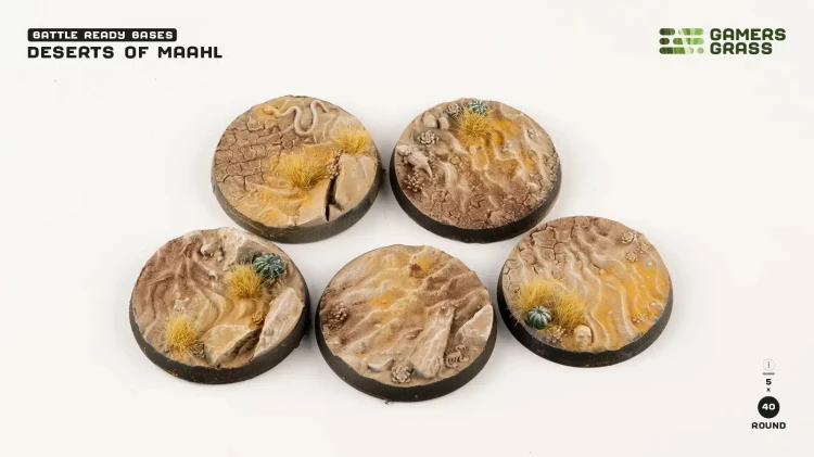 Gamers Grass Deserts of Maahl Round 40mm (x5) 1