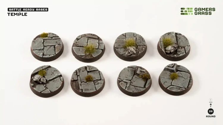 Gamers Grass Temple Round 28mm (x8) 3