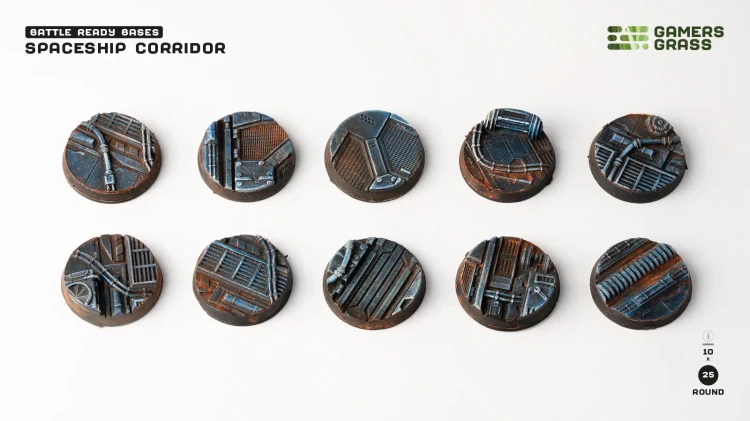 Gamers Grass Spaceship Corridor Round 25mm (x10) 3