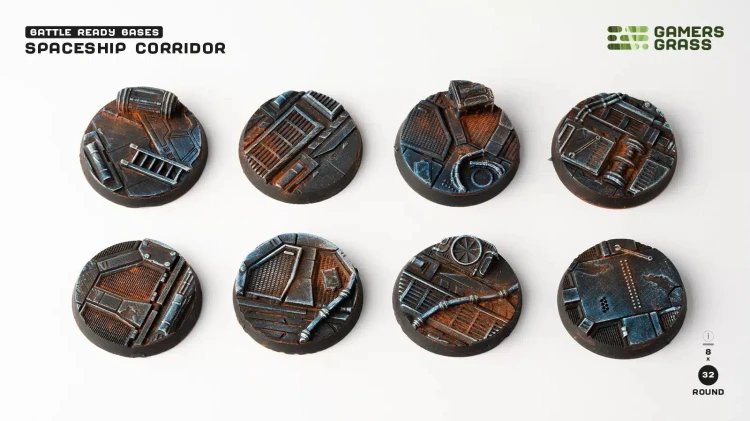 Gamers Grass Spaceship Corridor Round 32mm (x8) 3